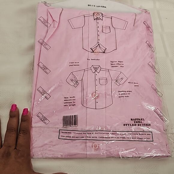 Raffael Uomo Men's Button-Down Long Sleeves Shirt Medium Pink - Picture 7 of 16